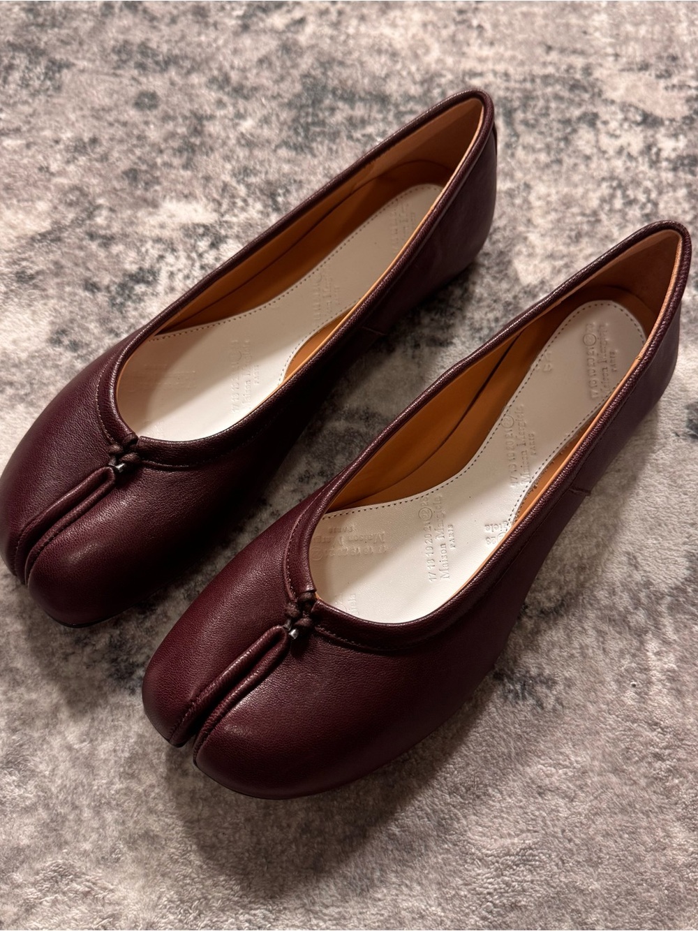 Maison Margiela Burgundy Leather Tabi Ballet Flats Women’s Size EU 38 US 8 - Picture 4 of 8